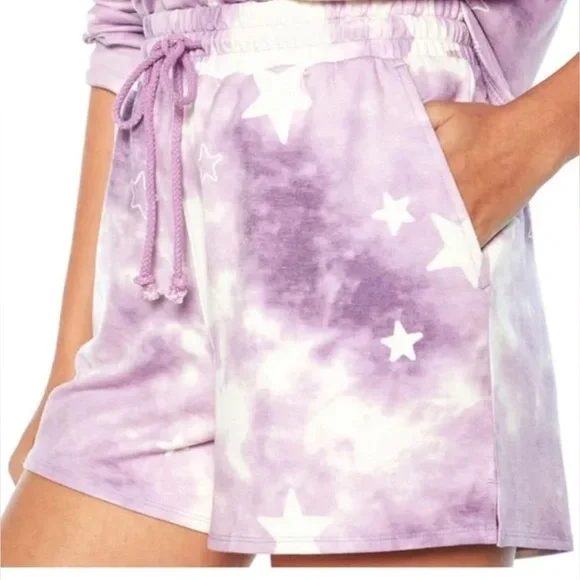 WILDFOX SWEATSHIRT & SHORTS SET PICK 1 Purple Star/ heart Print Lounge SET SMALL - Picture 3 of 14